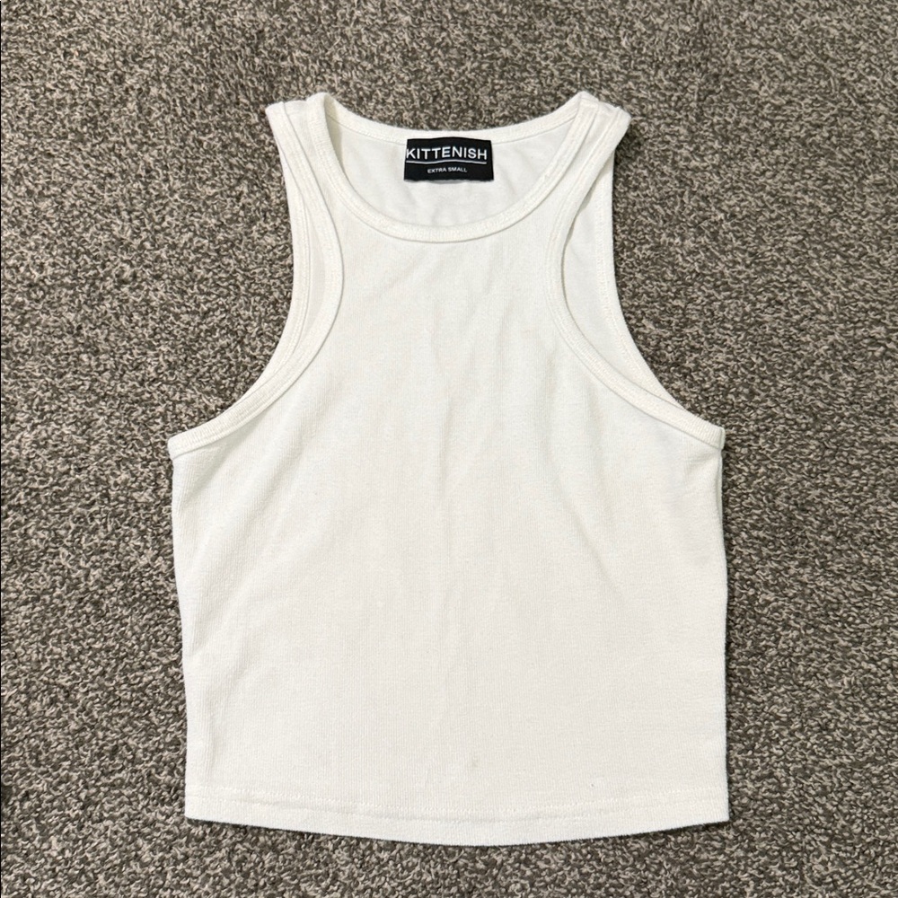Kittenish White Crop Tank Top Size XS